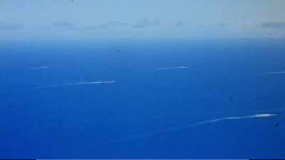 But Admiral Nimitz proposes
another route to Japan -- - The Pacific War in Color