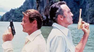 'But here I was now squaring
off against Roger Moore, - The Life and Deaths of Christopher Lee