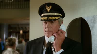 Excuse me This is the operator captain oveurI have an emergency call for you on line five from a Mr hammAll right Give me hamm on five hold the Mayo - Airplane!