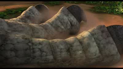 BUCK deep voice They'll never surviveIt's dangerous by dayhigh pitched But it's even worse at nightPlus their guide is a lunaticWhat You mean BuckOh he's wackoI am notTotally bonkersAnd his feet smellShut up You shut upOh you littlegrunting Ha ha - Ice Age: Dawn of the Dinosaurs