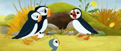 But it must have been him.
His tracks are right here. - Puffin Rock and the New Friends