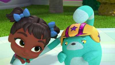 But only thing that makes
Lara happy is Bozzly's ears, - Abby Hatcher