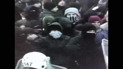 But people persisted,
determined to get to the demonstration. - The Antifascists