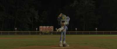 But staring him down
from the pitcher's mound - Sonic the Hedgehog