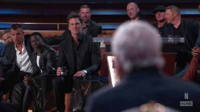 But the first thing, he came down
with a pizza box under his arm... - The Roast of Tom Brady