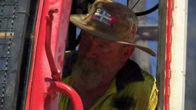 But the monster drill is misbehaving. - Outback Opal Hunters