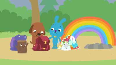 But what we really need
is a flashlight and sleeping bags. - Sago Mini Friends