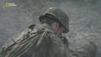 But with their fuel trailers empty
the flames burn out. - Hitler's Last Stand