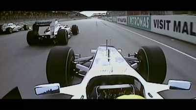 Button steaming down in second place
as Rosberg dives through. - Brawn: The Impossible Formula 1 Story