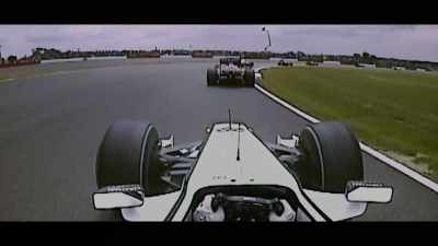 -Button there really wrestling the car.
-[engine revs] - Brawn: The Impossible Formula 1 Story