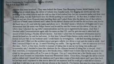 Calkins says he placed
Felipe under arrest - Never Seen Again