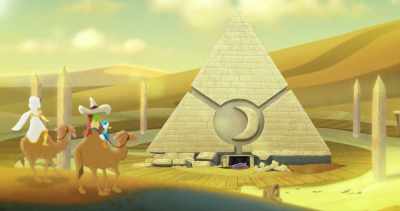 -(camels groaning)
-(thuds) - Legend of the Three Caballeros
