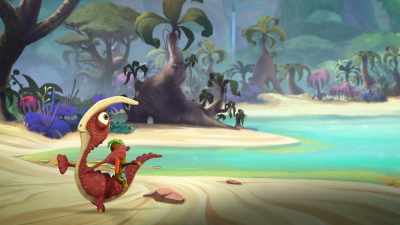 -Can I help you?
-(whimpers) - Gigantosaurus