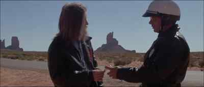 - Can I see your license, please?
- Good morning. - Electra Glide in Blue