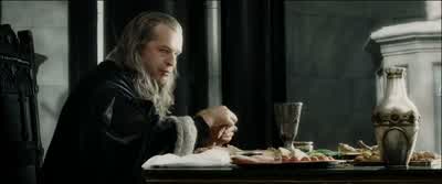 Can you sing Master HobbitWellyesAt least well enough for my own peopleBut we have no songs for great hallsand evil timesAnd why should your songs be unfit for my hallsCome sing me a songCHEWING NOISILYSINGING Home is behindThe world aheadAnd there are - The Lord of the Rings: The Return of the King
