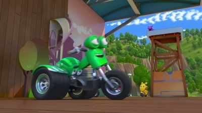 - Can Steel defeat
this mean, bad-guy Ninja? - Ricky Zoom