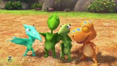 Can't miss that tower
with a giant T. Rex on it. - Dinosaur Train: Adventure Island