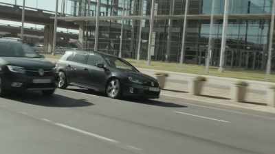 -(CAR HORN BLARING)
-Unbeknownst to him, - Trackers