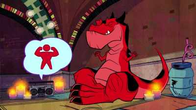 CASEY ON SPEAKER:
My big red body is beautiful. - Marvel's Moon Girl and Devil Dinosaur