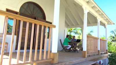 Cate: Not only that, but
the first guests arrive - Island of Bryan