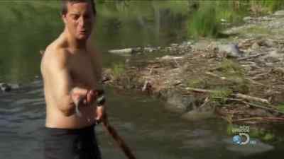 CAUGHT ONE -- A LITTLE GRAYLING. - Man vs. Wild
