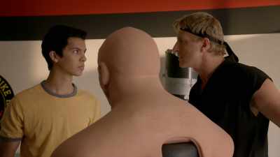 'Cause you can stop your training now,
walk outside - Cobra Kai