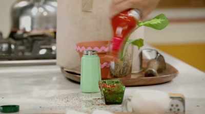 Celery seeds, crushed
red pepper, hot sauce! - At Home with Amy Sedaris