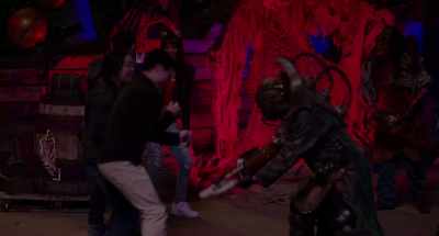 - (CHAINSAW WHIRRING)
- (WOMAN SCREAMS) - Hell Fest