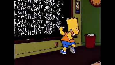 -(chalk screeches)
-(bell rings) - The Simpsons