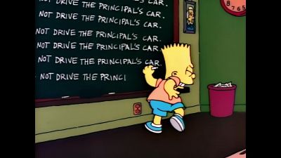 -(chalk screeches)
-(bell rings) - The Simpsons