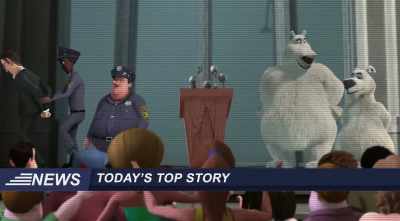 [chanting]
Speech! Speech! Speech! - Norm of the North: Keys to the Kingdom