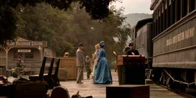 Charlie Utter saying
hello to Miss Sofia. - Deadwood: The Movie