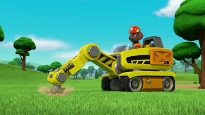 Chase, use the steamroller
to push these posts over to the hole. - PAW Patrol