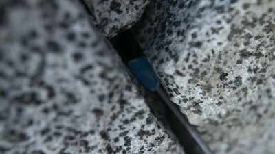 Check out that, that shield of
rock, with the zigzagging crack, - The Devil's Climb