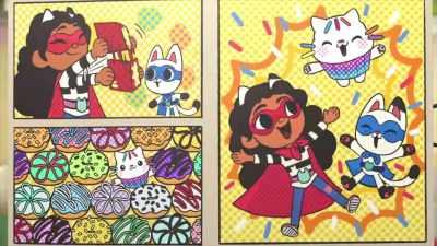 Check it out.
We're all in the comic book now. - Gabby's Dollhouse