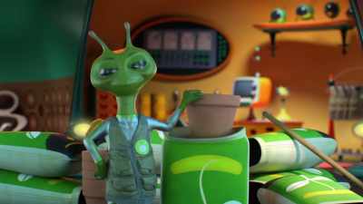 [cheerful babbling] - Alien TV