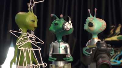 [cheerful babbling] - Alien TV