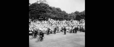 Cheering crowds line the streets - American Traitor: The Trial of Axis Sally