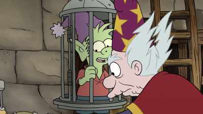 [chicken clucks then wheezes] - Disenchantment