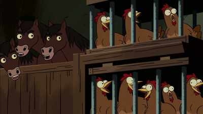 [ Chickens clucking ] - Victor and Valentino