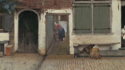 Children are absorbed,
heads down in playful activity, - Vermeer: The Greatest Exhibition