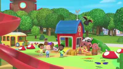 [children mooing, laughing] - CoComelon Lane