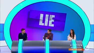 (CHIMING)
(CHEERING AND APPLAUSE) - Would I Lie to You?