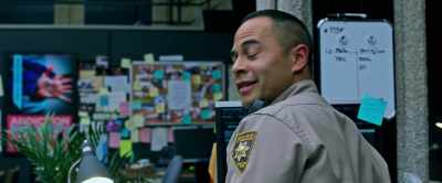 [chuckles]
Is he still down in Holding? - Copshop