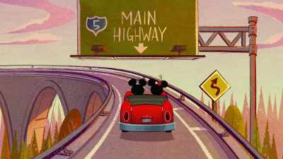 (CHUCKLES)
Maybe we should just stick to the highway. - The Wonderful World of Mickey Mouse