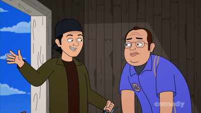 [chuckles] Yeah, that safety
line was a stupid idea. - Corner Gas Animated
