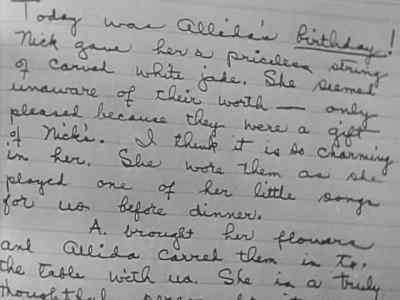 (Cissie)
"Today was Allida's birthday. - Experiment Perilous