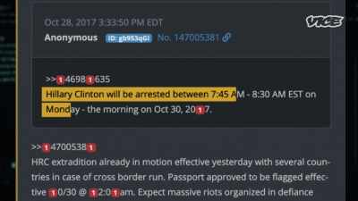 Claiming that Hillary Clinton
was going to be arrested - While The Rest Of Us Die
