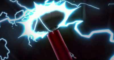 -(clangs)
-(electricity crackling) - Legend of the Three Caballeros