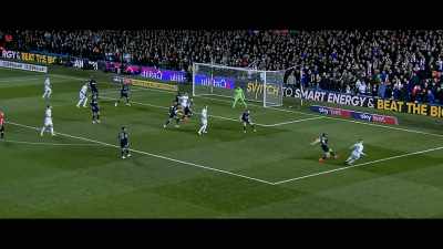 Clarke again, looking to cross deep...
it's Roofe! - Take Us Home: Leeds United